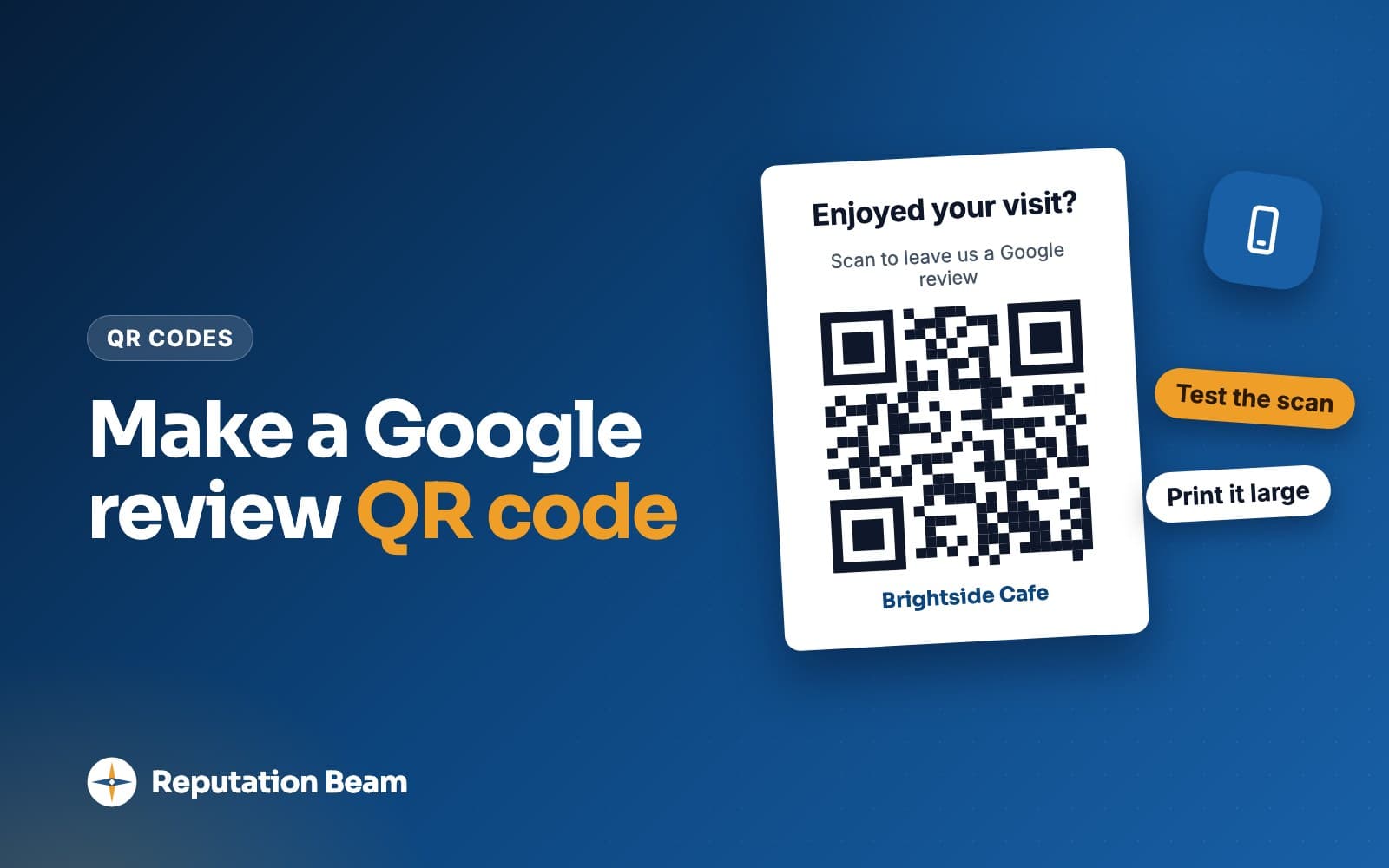 Cover: Google review QR code: make one, print it, place it