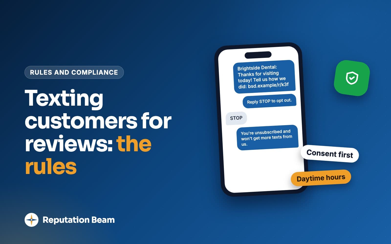Cover: Texting customers for reviews: consent, opt-outs and timing
